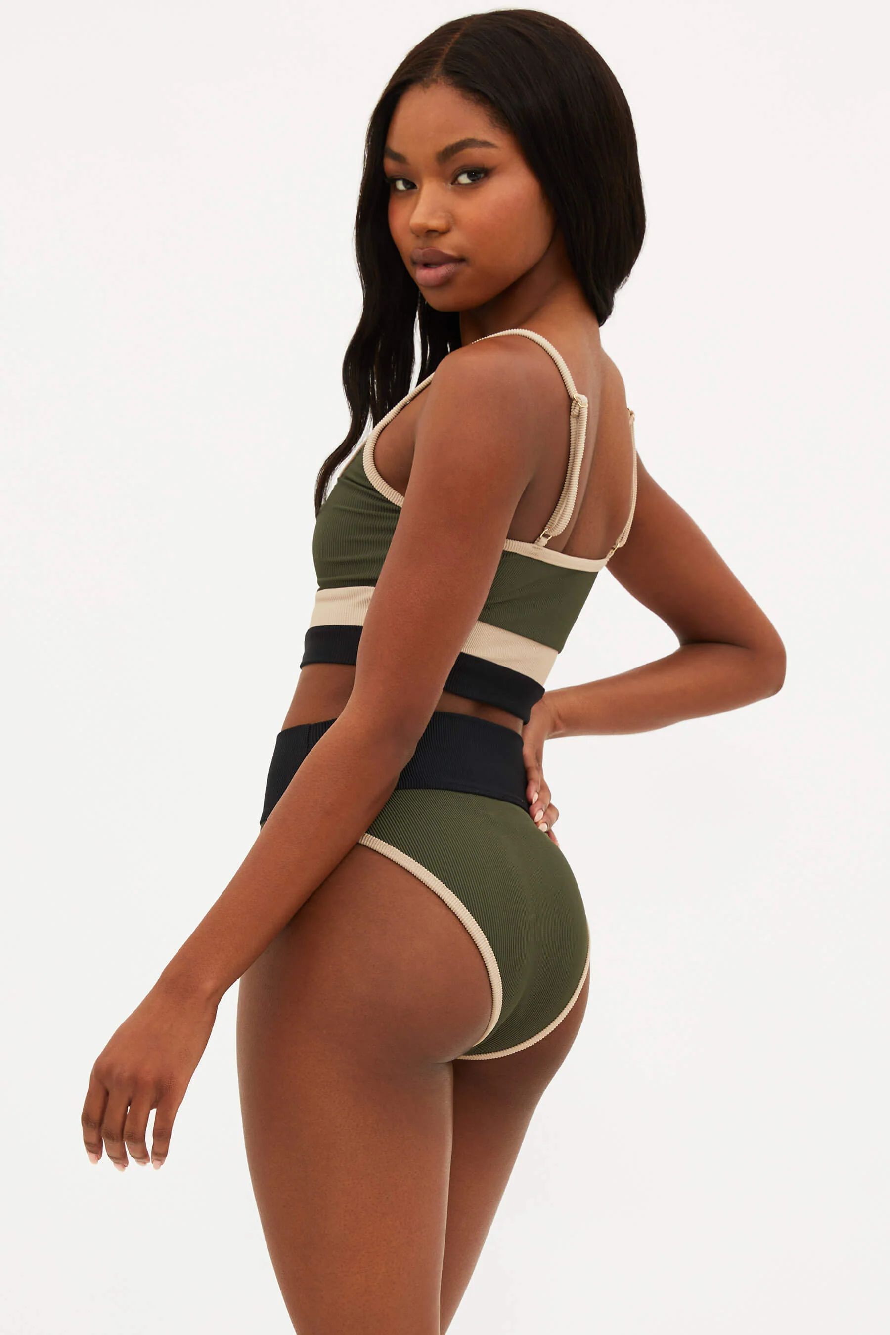 Emmy Bottom Military Olive Colorblock | Beach Riot