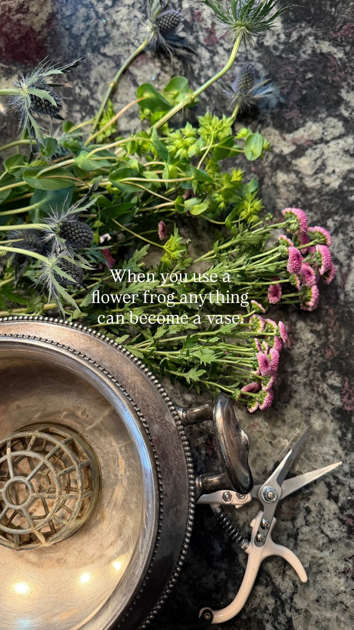 tea cups, silver bowls, really anything! 
flower arranging, flower frog, make anything a vase

#LTKHome #LTKdayinmylife #LTKmomlife