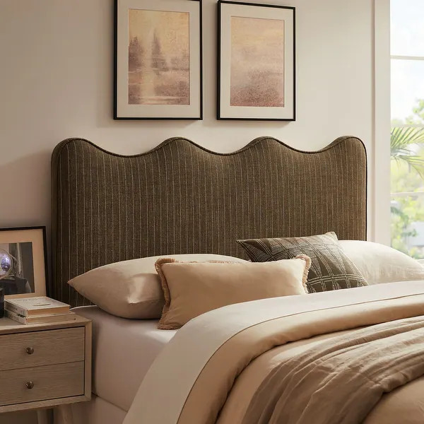 Athena Striped Fabric Upholstered Headboard - Bed Bath & Beyond - 43997051 | Bed Bath & Beyond