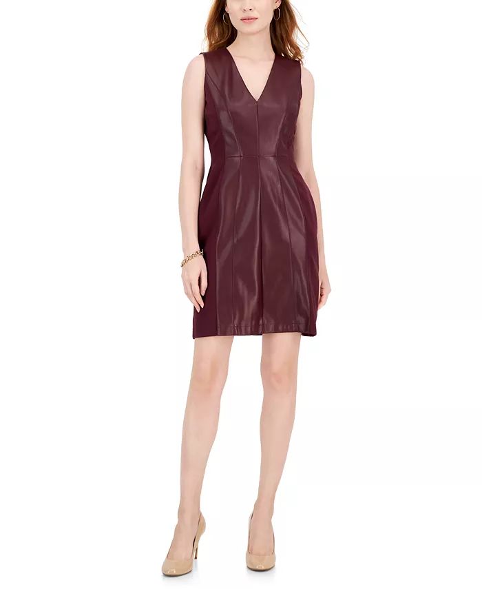 I.N.C. International Concepts Women's Faux-Leather and Ponte Dress, Created for Macy's - Macy's | Macy's