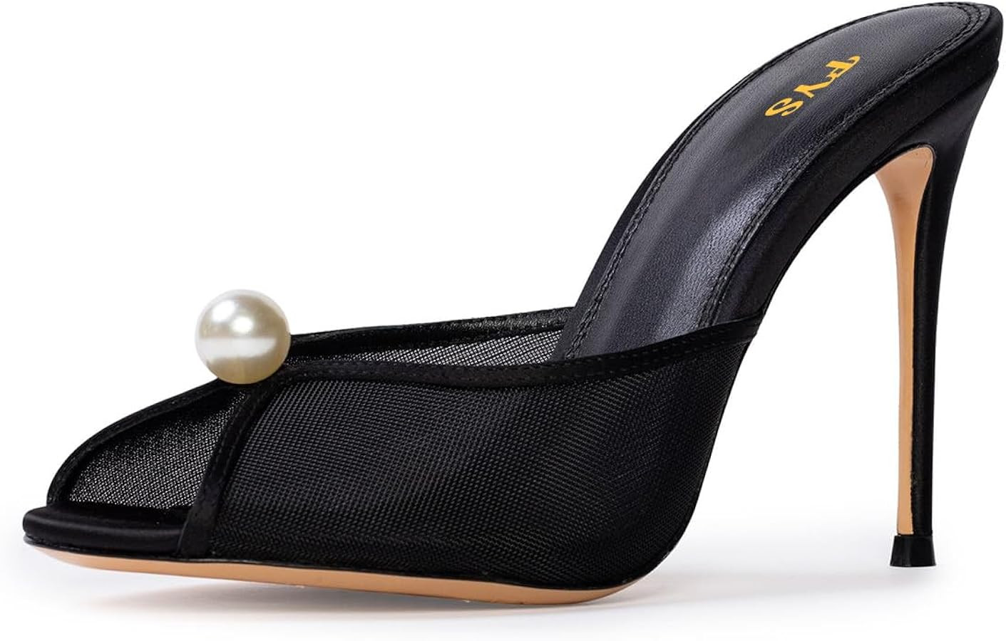 FYS Women's Pearl Peep Toe Mules Slip on Stiletto High Heels Casual Indoor Outdoor Summer Sandal ... | Amazon (US)