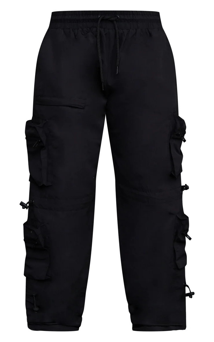 Black Toggle Detail Cargo Pants | PrettyLittleThing US