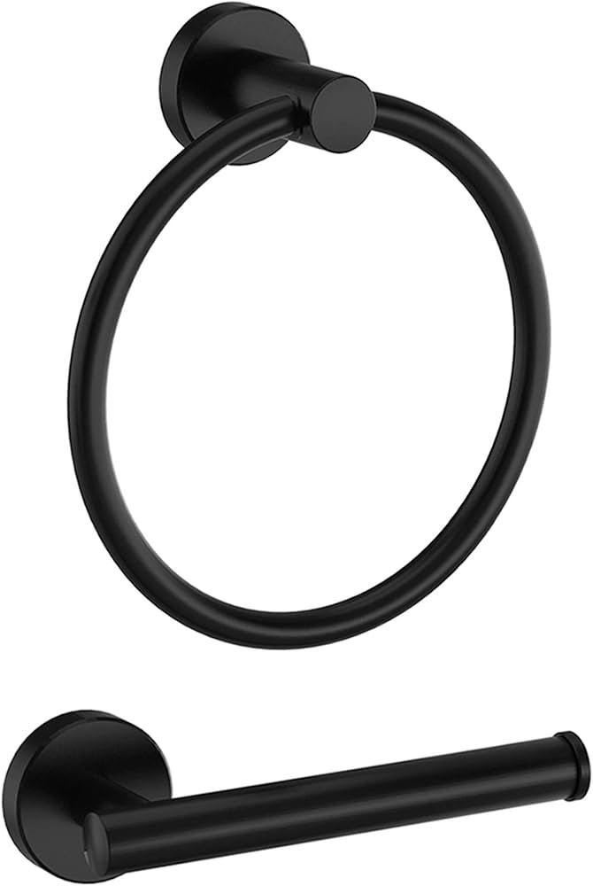 Marmolux Acc 2 PCS Matte Black Bathroom Hardware Set - Hand Towel Holder for Bathroom Wall + Toil... | Amazon (US)