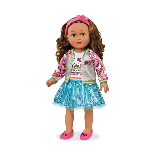 My Life As Poseable Hello Kitty Super Fan 18" Doll, Brunette Hair, Green Eyes, Medium Skin Tone | Walmart (US)