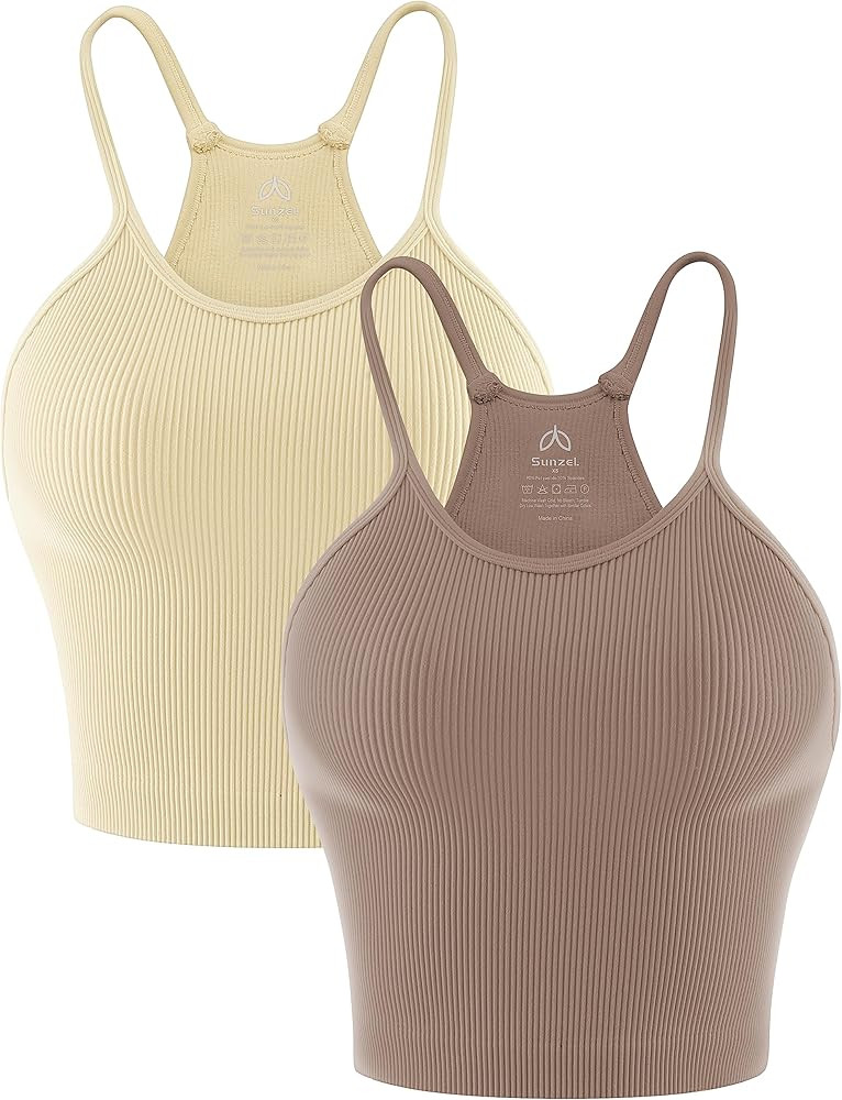 Sunzel Free to Be Tank, Crop Ribbed Tank Tops Seamless Racerback Camisoles No pad Camis Cropped W... | Amazon (US)