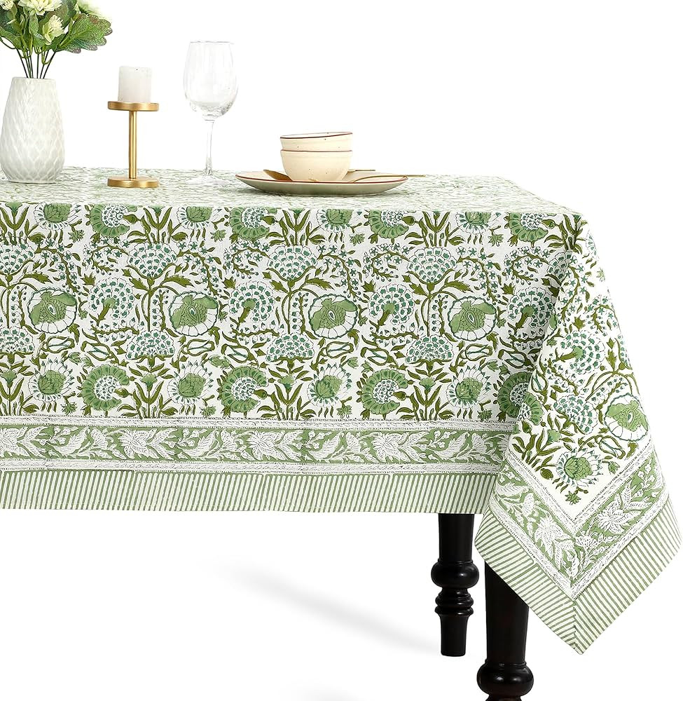 CPC Tablecloth 100% Cotton 60x60 Inch Indian Block Print Square Table Cover, Table Cloth for Wedd... | Amazon (US)