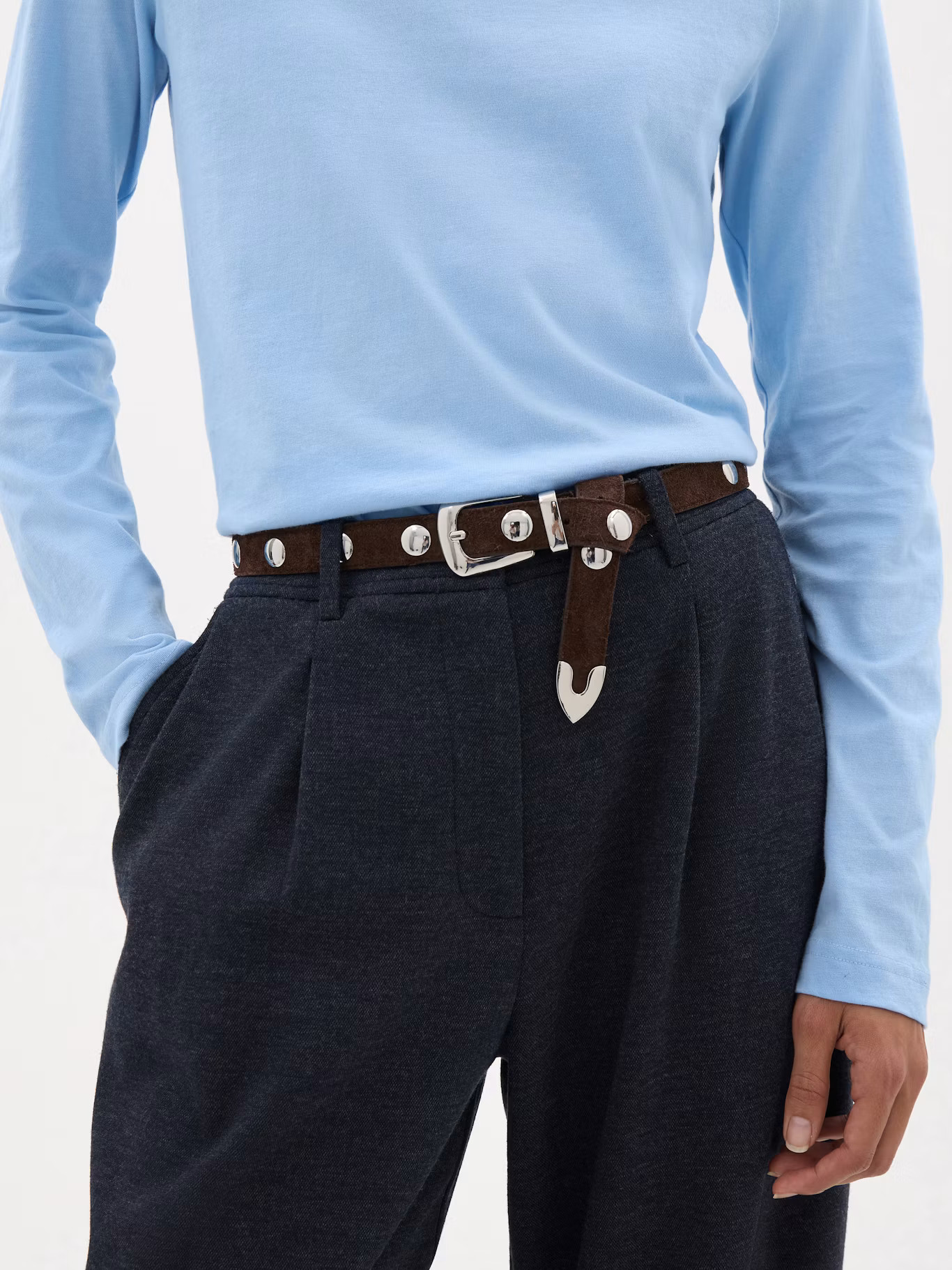 Slim Long Sleeve T-Shirt | Soft Blue | Hush UK