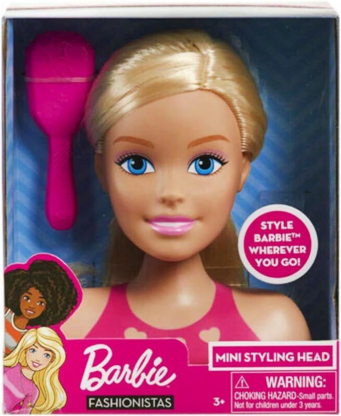 Just Play 2pc Barbie Doll Girls Mini Styling Head Pretend Play Dress Up Set,Blonde (JPMINSHDBAR1) | Amazon (US)
