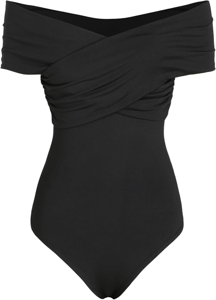 CIDER Women's French Riviera Vacation Solid Off-shoulder Bodysuit | Amazon (US)