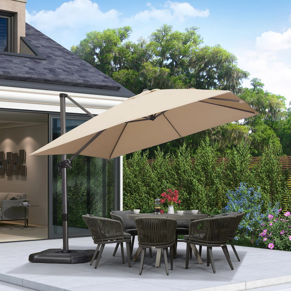Purple Leaf 10' Square Large Cantilever Umbrella with Base and 60-degree Rotation & Reviews | Way... | Wayfair North America