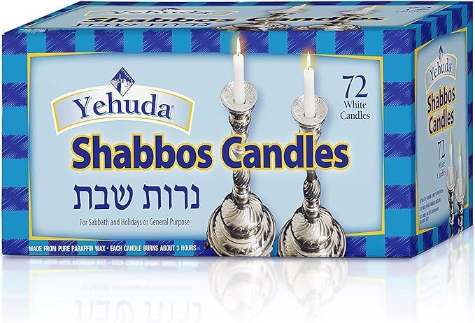 Yehuda 3 Hour White Shabbos Candles, 72 Count, Traditional Shabbat Candles, May Also be Used for ... | Amazon (US)