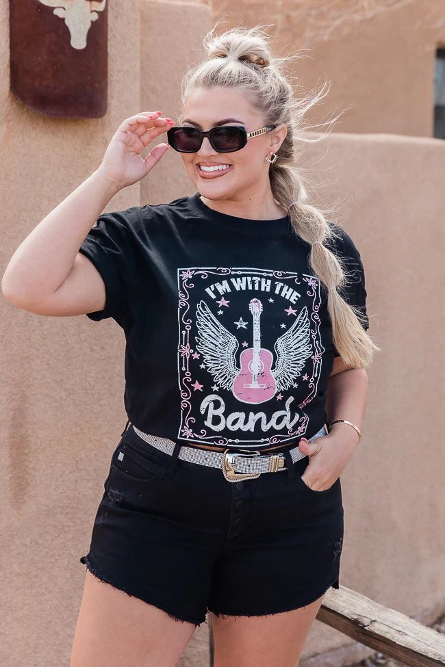 I'm With The Band Black Oversized Graphic Tee | Pink Lily