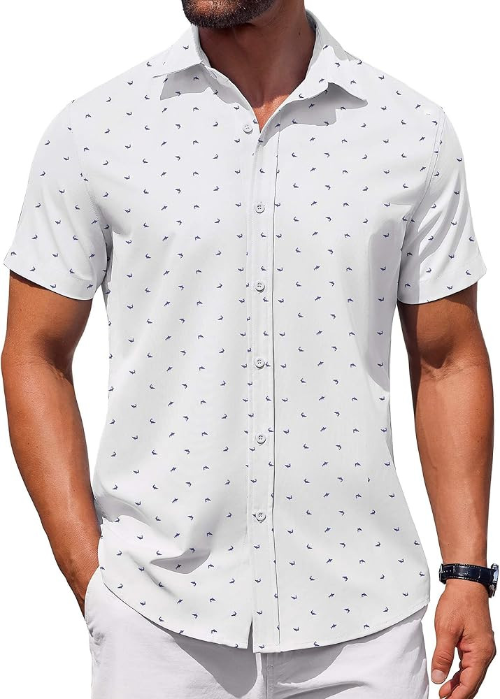 COOFANDY Men's Button Down Shirt Short Sleeve Casual Shirt for Men Summer Business Casual Dress S... | Amazon (US)
