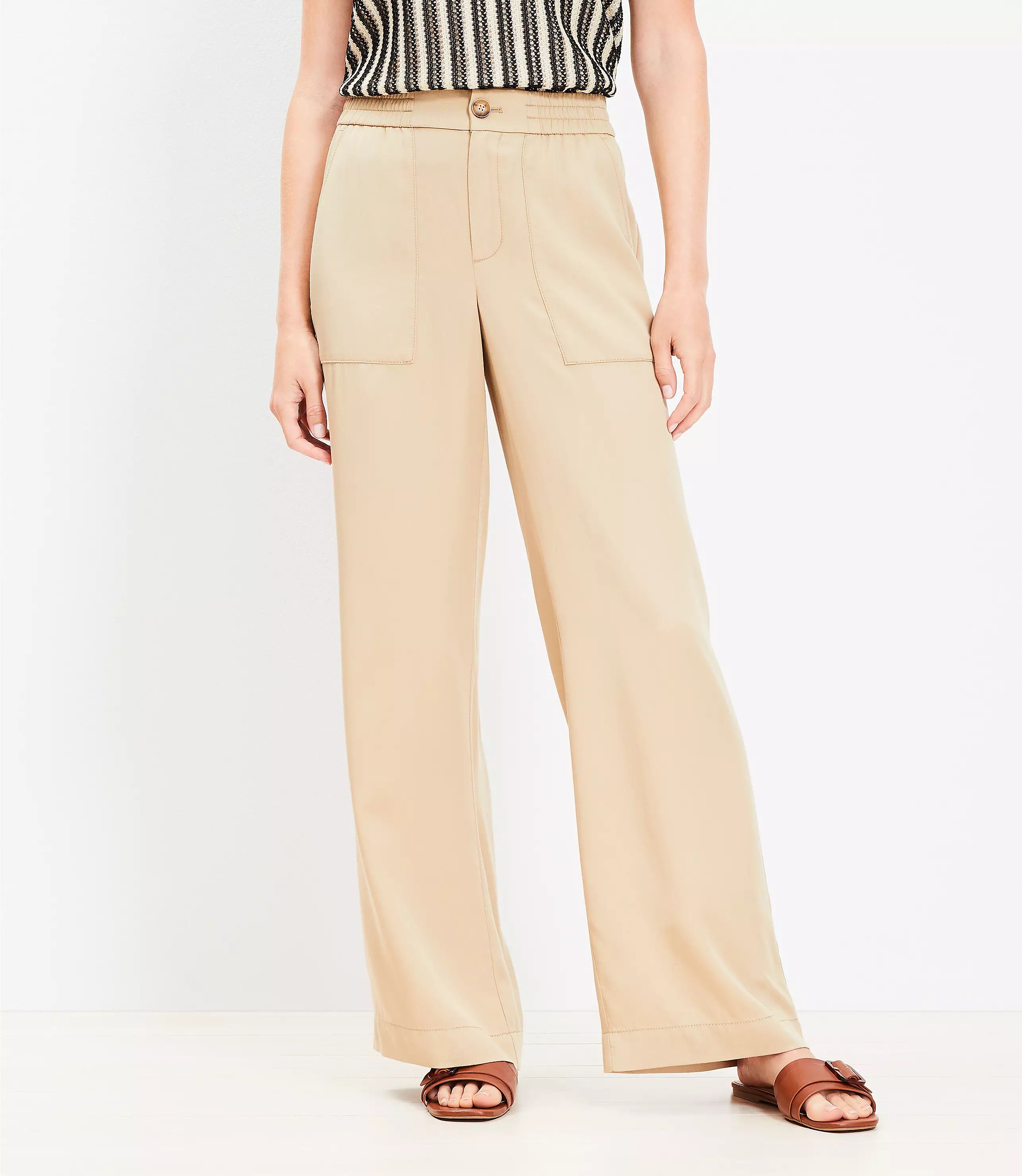 Patch Pocket Wide Leg Pants in Emory | LOFT