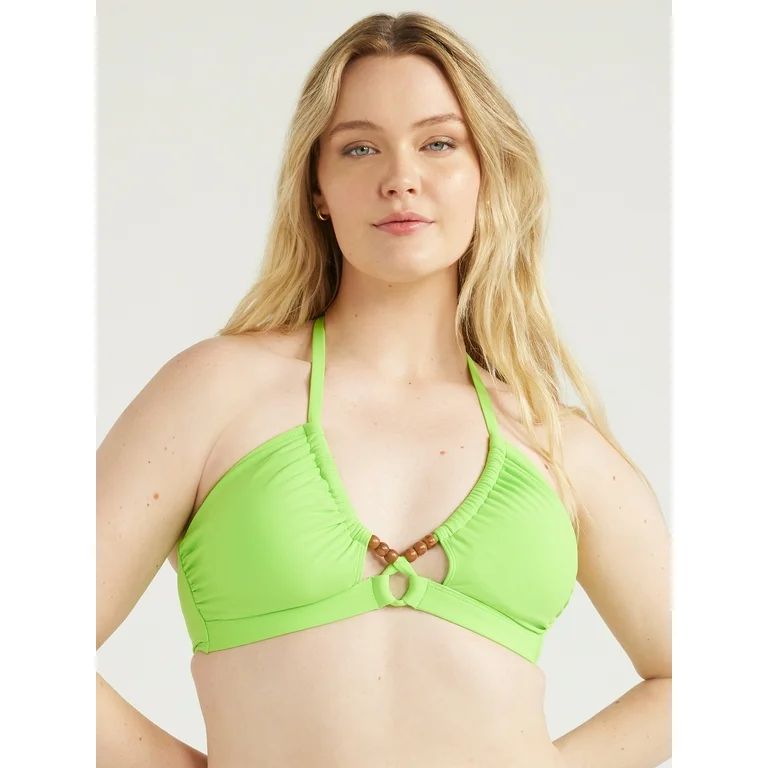 Time and Tru Women's Beaded Halter Bikini Top, Sizes XS-XL | Walmart (US)