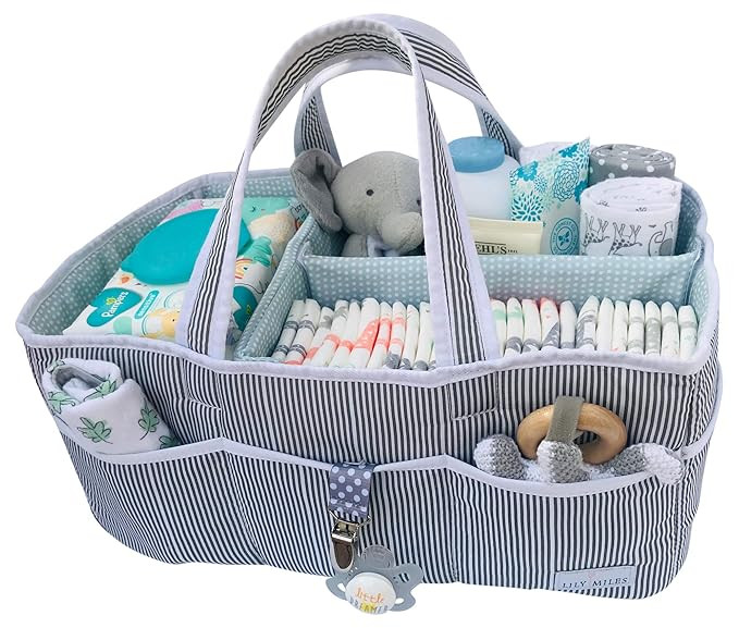 Lily Miles Baby Diaper Caddy - Large Organizer Tote Bag for Infant Boy or Girl - Baby Shower Bask... | Amazon (US)