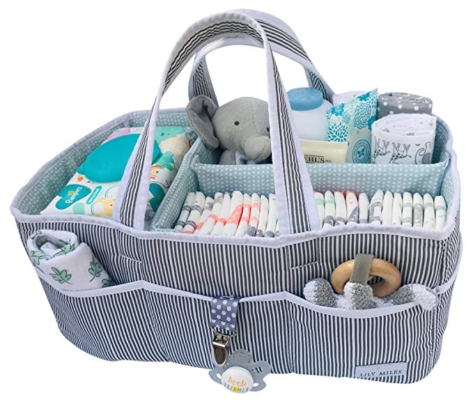 Lily Miles Baby Diaper Caddy - Large Organizer Tote Bag for Infant Boy or Girl - Baby Shower Bask... | Amazon (US)