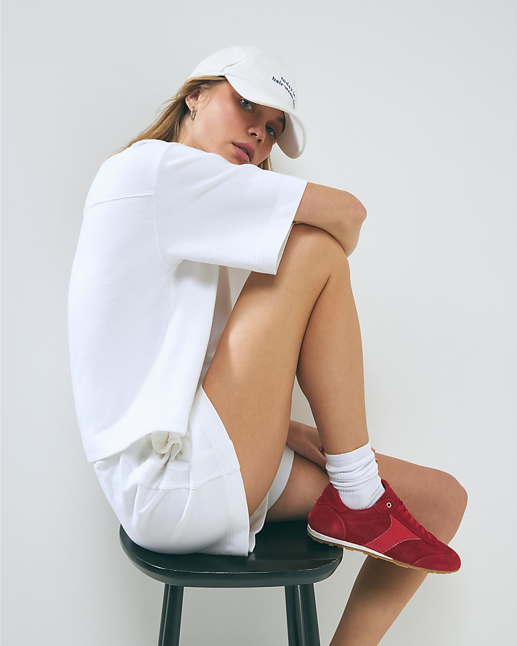 White Cotton Short Sleeve Sweatshirt | River Island UK & IE
