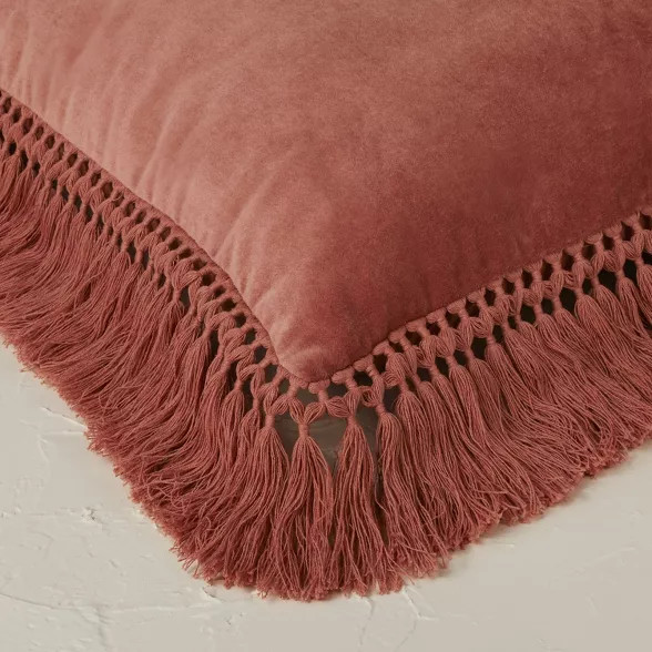 Square Velvet Fringe Decorative Throw Pillow - Opalhouse™ designed with Jungalow™ | Target