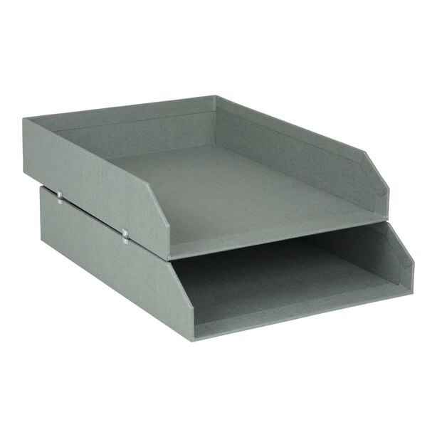 SET OF 2 HAKAN LETTER TRAYS, CANVAS FERN | Indigo (CA)