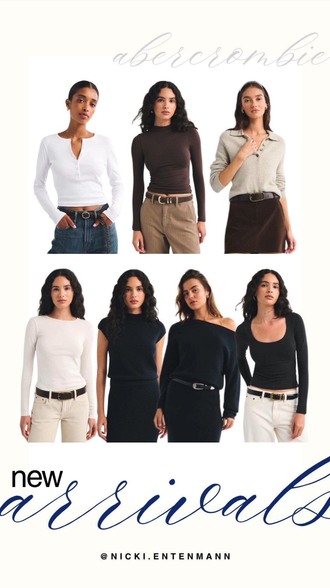 Abercrombie's latest arrivals highlight chic, elevated wardrobe staples including fitted long-sleeve henleys, mock-neck tops, soft polo-collared knits, and off-the-shoulder sweaters. Perfect for building capsule outfits, these pieces pair effortlessly with tailored trousers, denim, and mini skirts in neutral tones of espresso, cream, and black.

#abercrombie #abercrombiestyle #newarrivals #fallfashion #preppycasual #capsulewardrobe #everydaystyle 

 #LTKgrwm #LTKootd #LTKmomlife