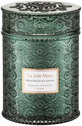LA JOLIE MUSE Christmas Candle | Kōya Hinoki & Cypress | Pine, Hinoki & Cedarwood | 19 oz Wooden... | Amazon (US)