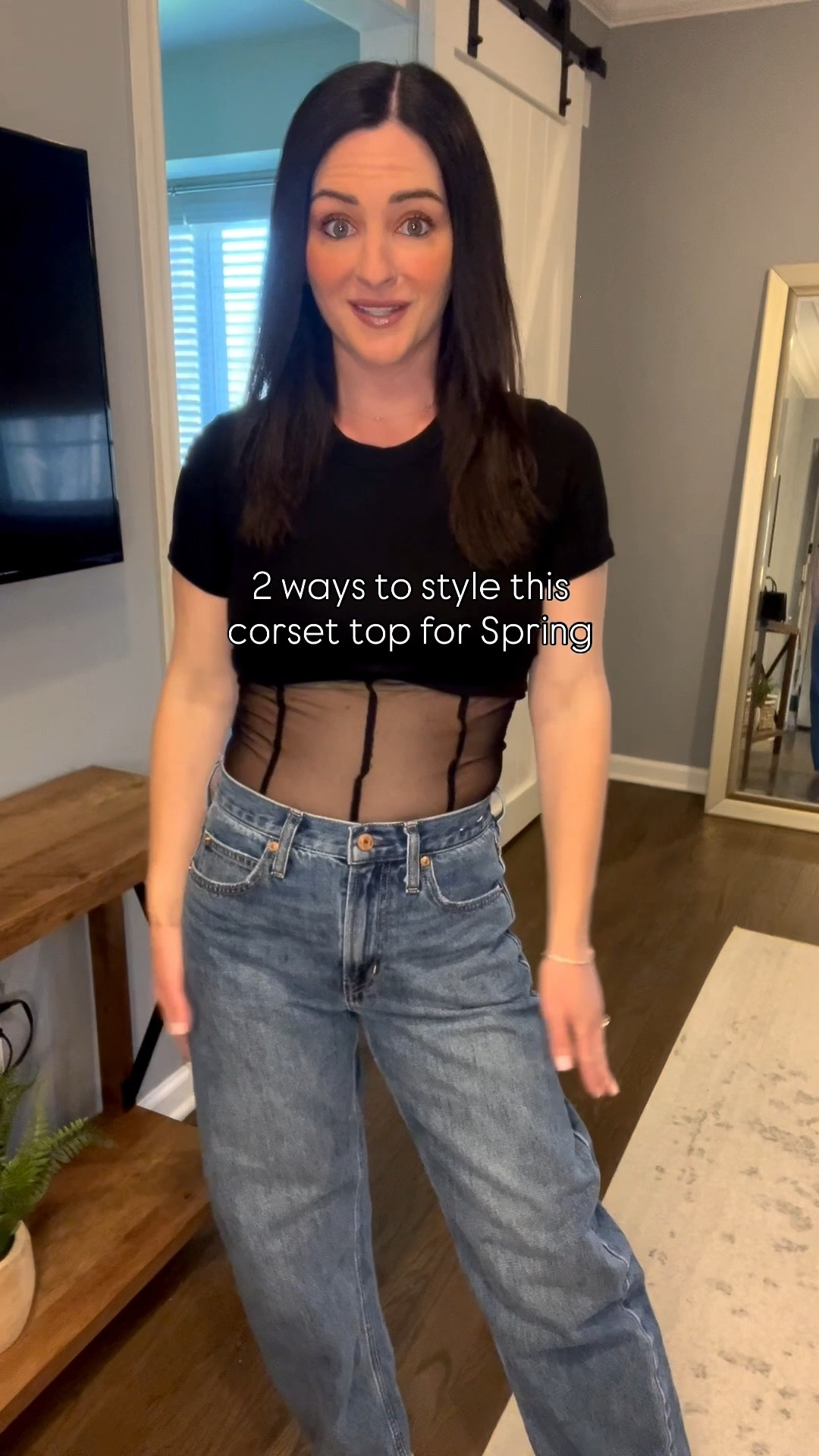 2 easy ways to style this mesh corset tee shirt for Spring:

Look 1: Paired with my favorite barrel jeans, a sleek black belt to cinch it all together, black suede pumps, and a matching black bag. Perfect for day-to-night!

Look 2: Styled with high-waisted trouser shorts (I wore these on repeat all winter with tights) — now switched up with open-toe sandals for the perfect spring transition look 🌸


This corset-style top is SO flattering and easy to dress up or down depending on your vibe 🖤



Which look would you wear?! 1 or 2?


@Revolve 
#LTKStyle #SpringOutfits #CorsetTop #PetiteStyle #EverydayOutfits #TransitionalStyle #SpringFashion #OutfitInspo

#LTKSeasonal #LTKgrwm #LTKPetite