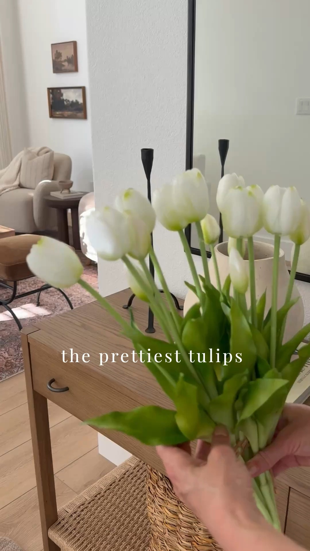 Just a simple spring touch 🌷
Love how adding florals changes the feeling of my home. This bunch looks so pretty and delicate, and it’s incredibly realistic.

Spring refresh, spring home decor, spring florals, tulips, entryway spring decor, console table styling  

#LTKSeasonal #LTKU #LTKHome