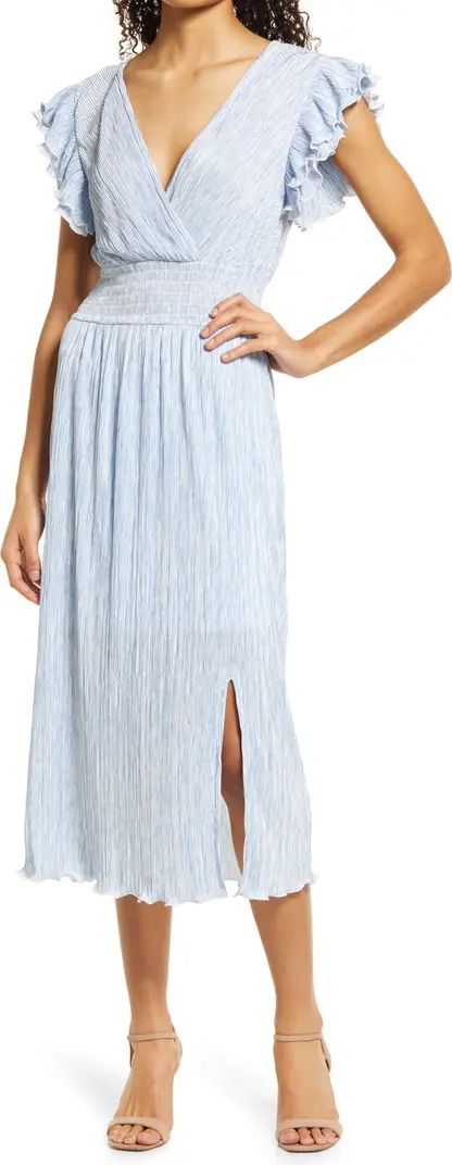 Chelsea28 Flutter Sleeve Plissé Midi Dress | Nordstrom | Nordstrom