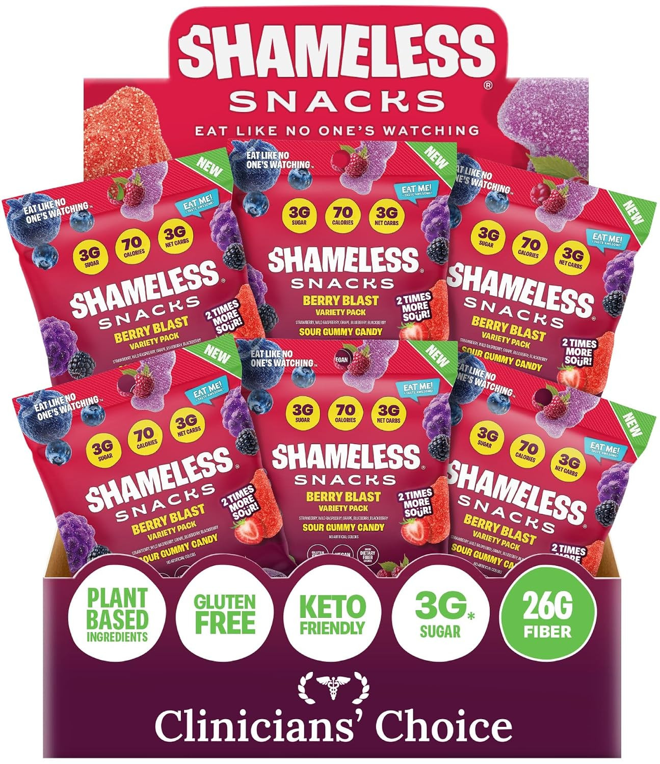 Shameless Snacks Berry Blast Gummy Candy Variety Pack & Fruit Snacks | Amazon (US)