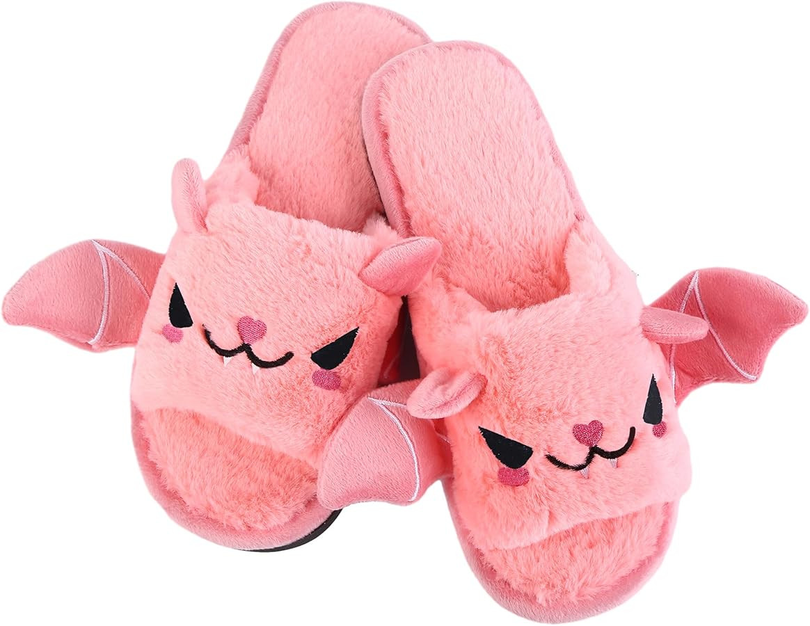 Halloween Bat Animal Slippers Soft Plush Cozy Open Toe Women Indoor or Outdoor Fuzzy Slippers Hal... | Amazon (US)