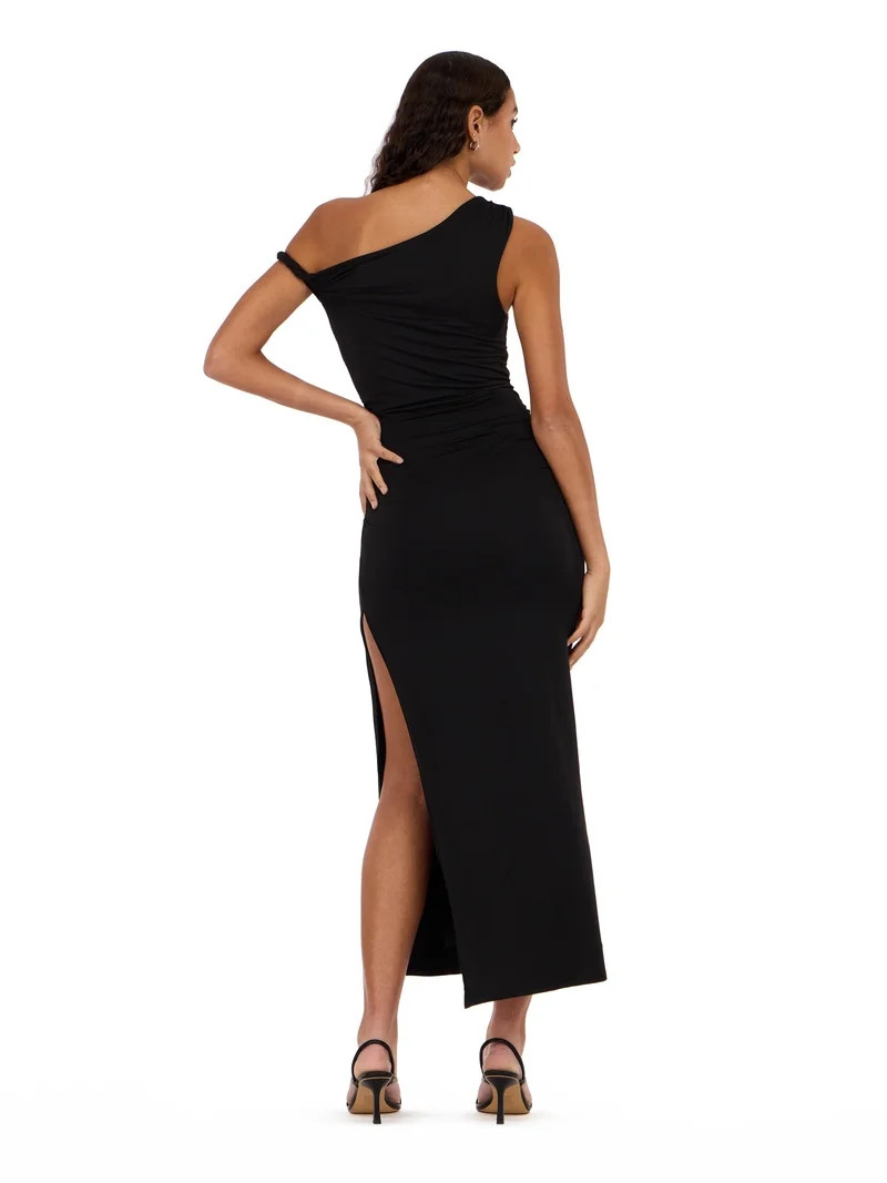 Forever 21 Women’s Maxi Dress with Side Ruching Detail and High Neckline, Sleek Fitted Silhouet... | Walmart (US)