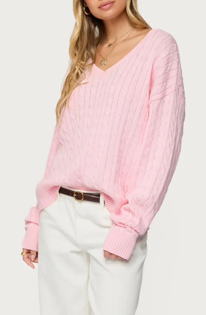 Polly V-Neck Cable Sweater | Nordstrom