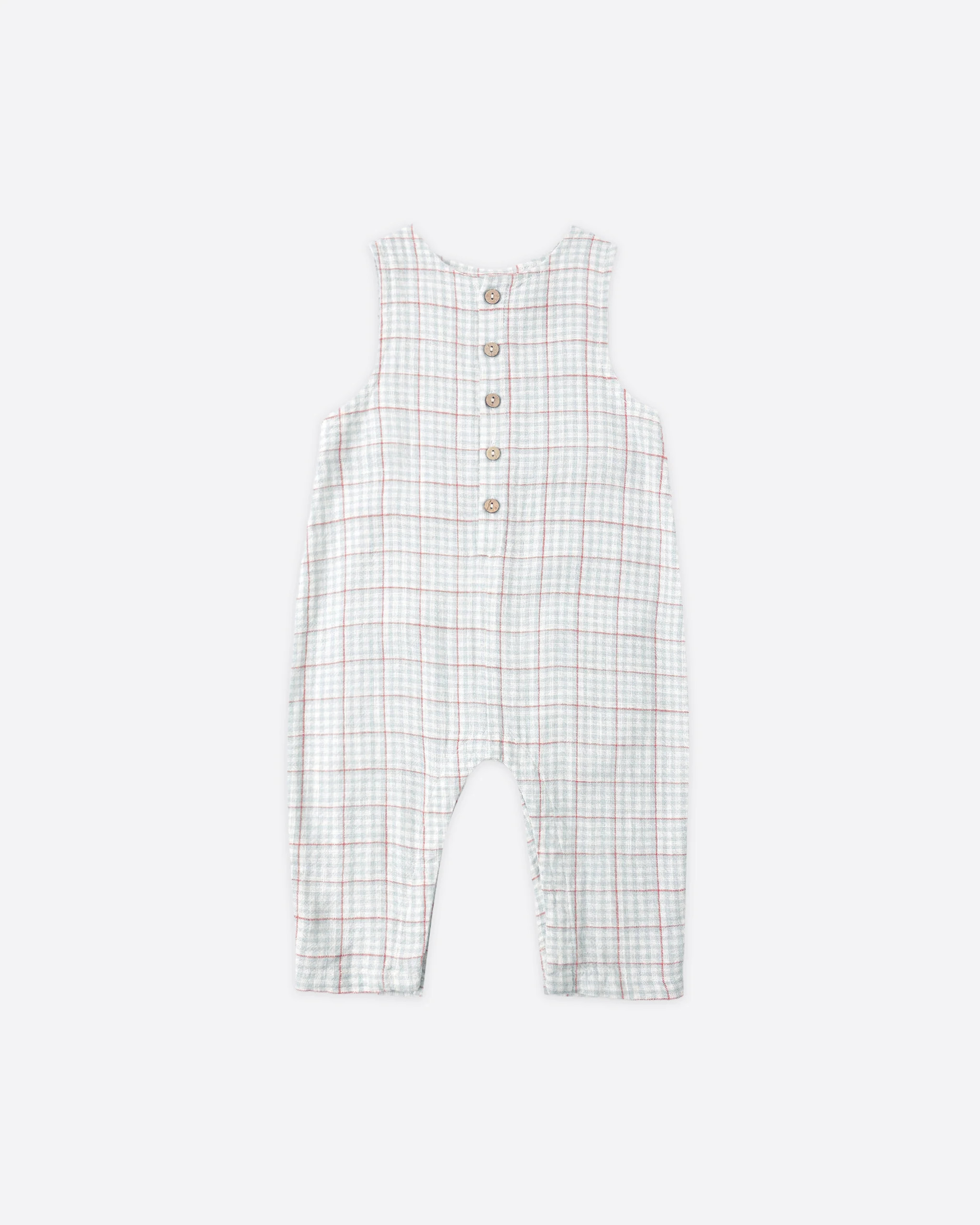 Button Jumpsuit Light Blue Plaid | Rylee + Cru