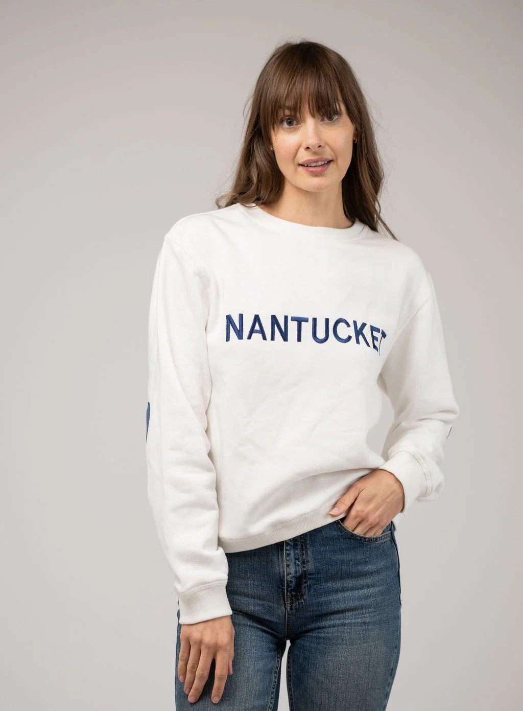 White Nantucket Hearts Crewneck Sweatshirt | Beau & Ro