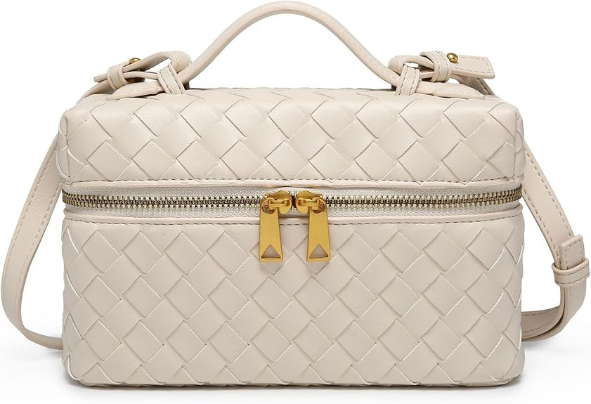 Rejolly Top-Handle Pouch Handbag for Women Woven Leather Vanity Case Designer Crossbody Bag Quiet... | Amazon (US)