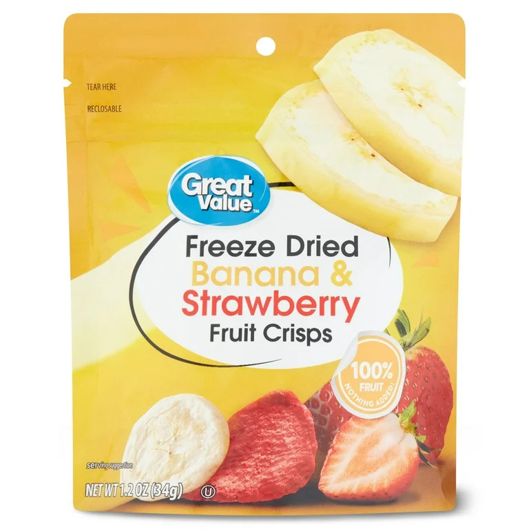 (4 pack) Great Value Freeze Dried Banana & Strawberry Fruit Crisps, 1.3 oz. | Walmart (US)