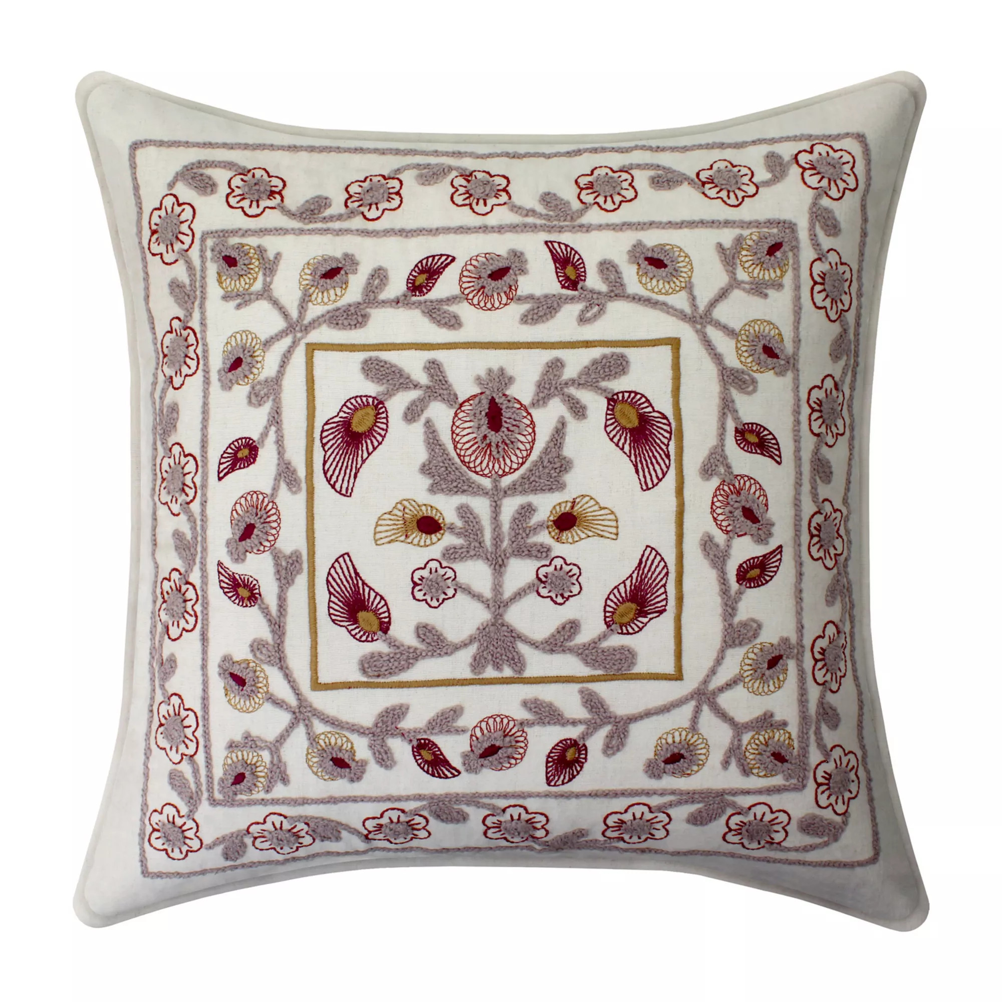 Sonoma Goods For Life® Square Border Floral Embroidered Throw Pillow | Kohl's