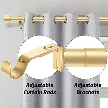 GEEBOBO Gold Curtain Rods for Windows 66 to 120 Inch, 1 Inch Adjustable Heavy Duty Easy Install C... | Amazon (US)