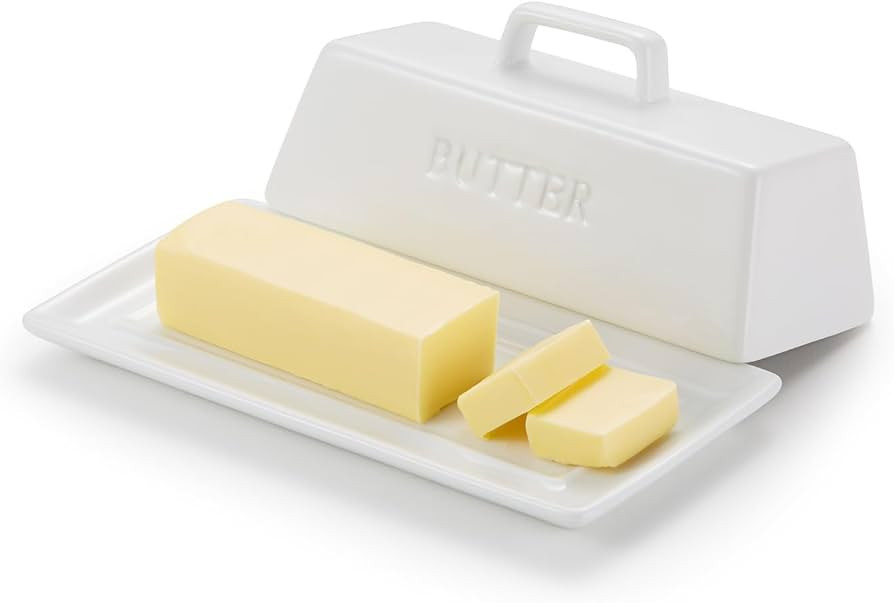 Kook Ceramic Butter Dish with Lid, Kitchen Countertop Butter Keeper, Serving Tray with Cover, Sto... | Amazon (US)