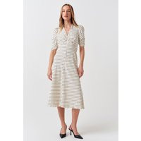 Ghost Mia Polka Dot Crepe V Neck Midi Dress | Ghost