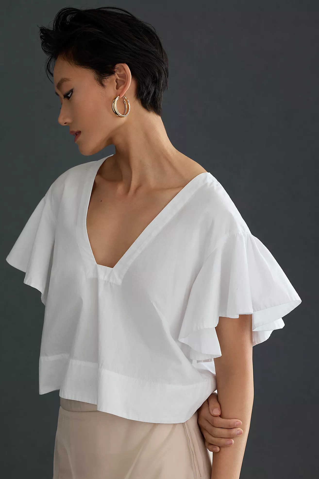 Maeve Flutter-Sleeve Top | Anthropologie (US)