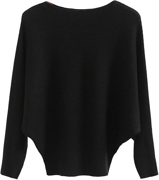 Ckikiou Womens Lightweight Oversized Boat Neck Sweaters Tops Dolman Batwing Sleeve Ribbed Knitted... | Amazon (US)