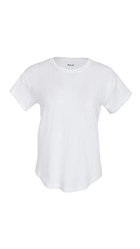 Madewell Women's Whisper Cotton Rib Crewneck Tee, Optic White, XXS | Amazon (US)