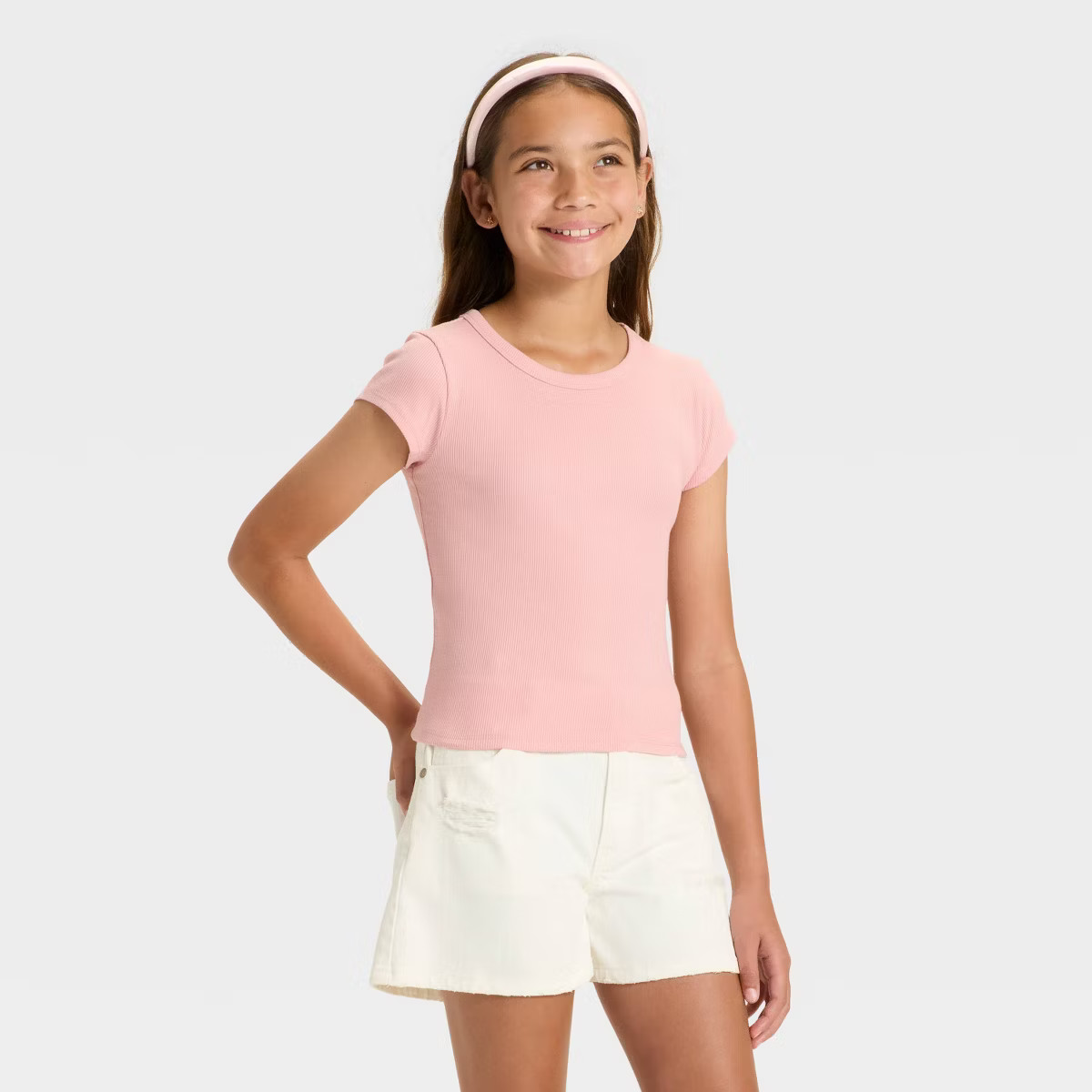 Girls' Short Sleeve Ribbed T-Shirt - art class™ | Target