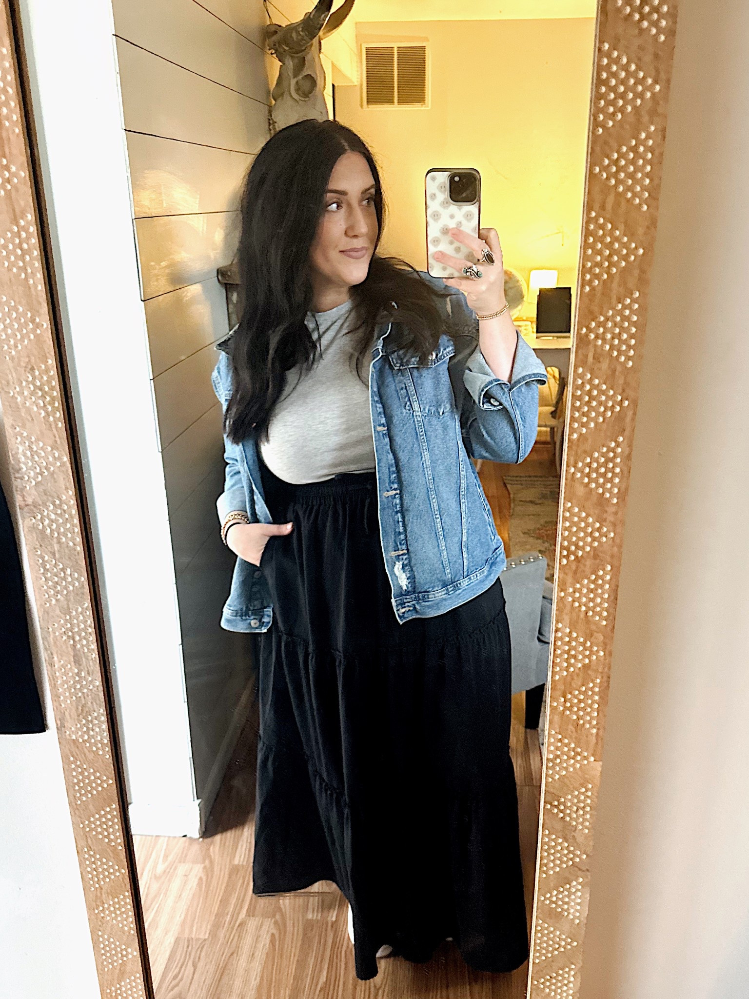 Wearing XXL in the tee, XL in the skirt and jacket! 