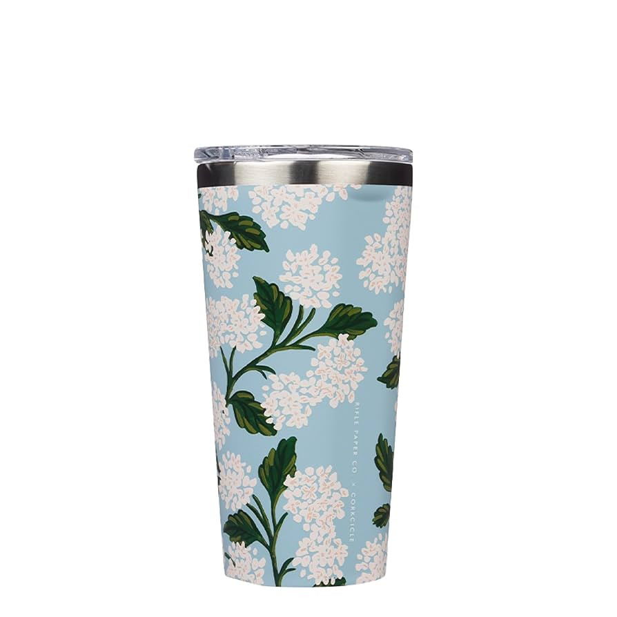 Corkcicle x Rifle Paper Co. Classic Insulated Coffee Mug with Lid, Blue Hydrangea, 16 oz – Stai... | Amazon (US)