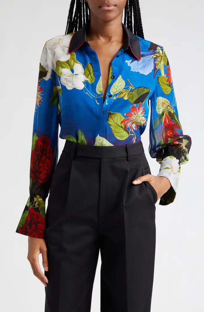 Alice + Olivia Print Silk Shirt | Nordstrom | Nordstrom