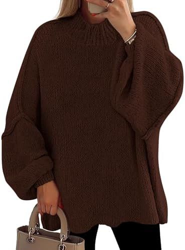 PRETTYGARDEN Women's 2026 Fall Oversized Sweaters Chunky Knit Mock Neck Long Sleeve Casual Trendy... | Amazon (US)