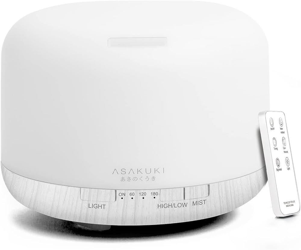 ASAKUKI 500ml Premium Essential Oil Diffuser with Remote Control, 5 in 1 Ultrasonic Aromatherapy ... | Amazon (US)